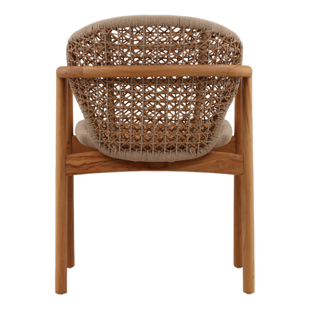 Heston Rope and Teak Outdoor Dining Chair, back view