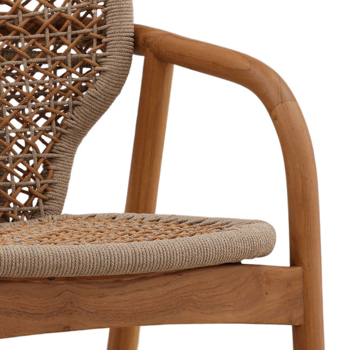 Heston Rope and Teak Outdoor Dining Chair, detail 2 view