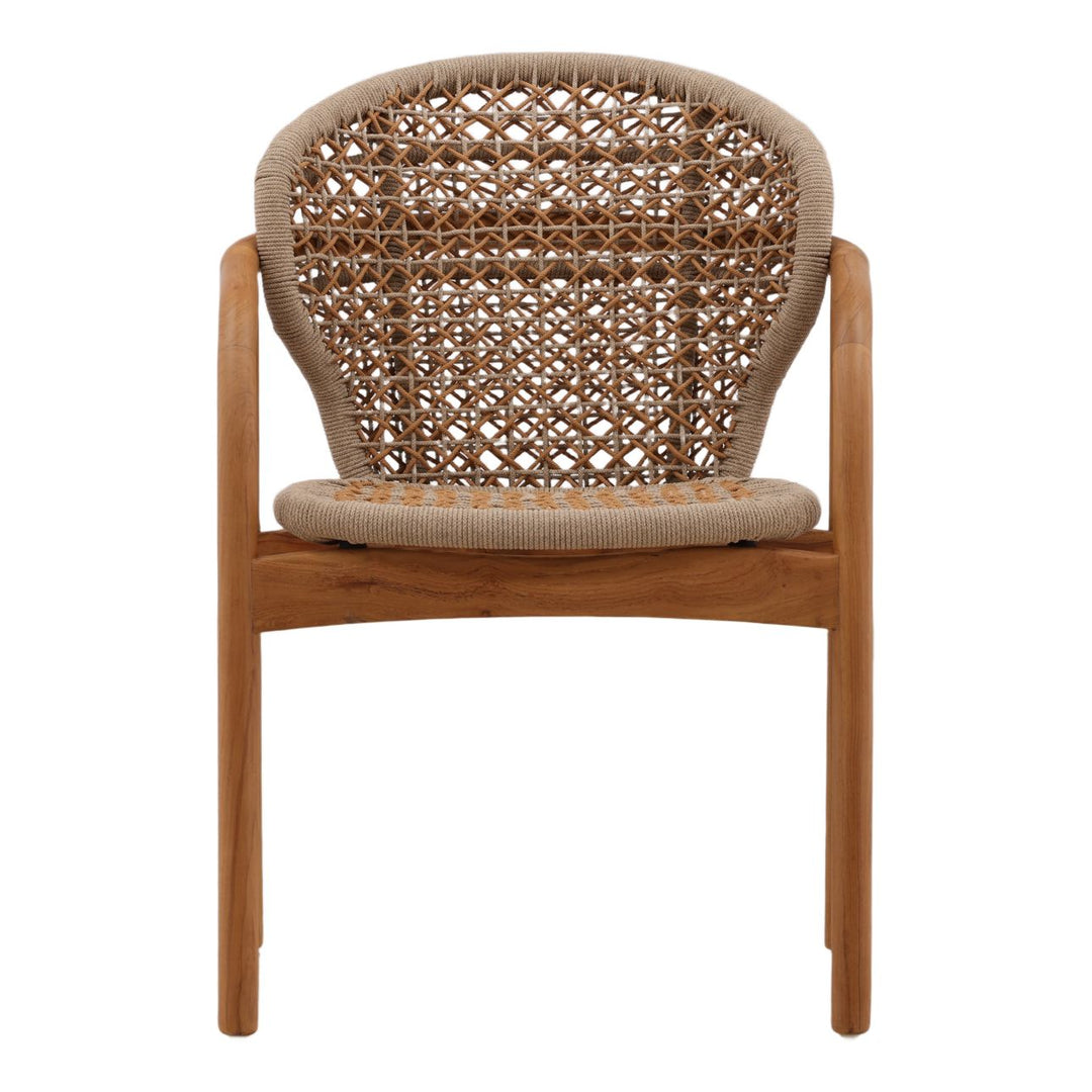 Heston Rope and Teak Outdoor Dining Chair, front view