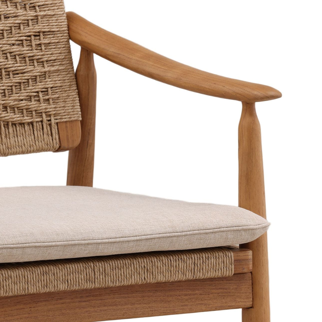 Maren Wicker and Teak Outdoor Dining Chairs, Set of 2, detail 3 view