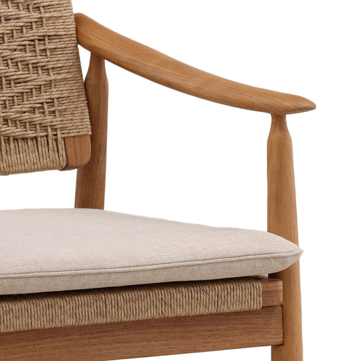 Maren Wicker and Teak Outdoor Dining Chairs, Set of 2, detail 3 view