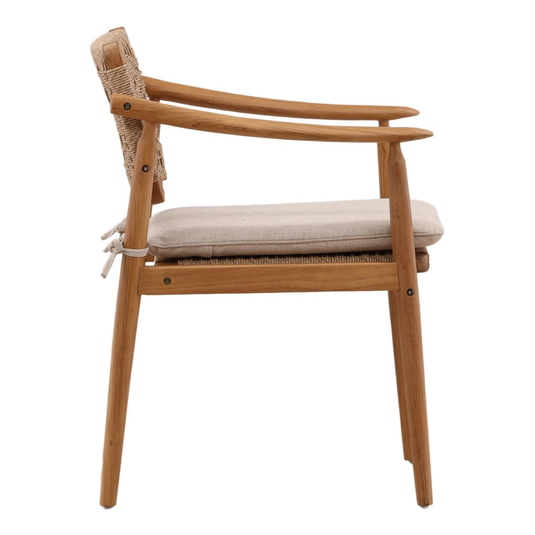 Maren Wicker and Teak Outdoor Dining Chairs, Set of 2, profile view