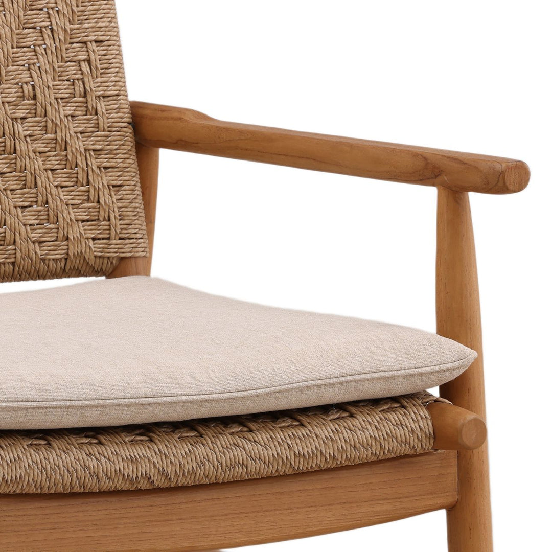 Arden Wicker and Teak Outdoor Lounge Chair, detail 3 view