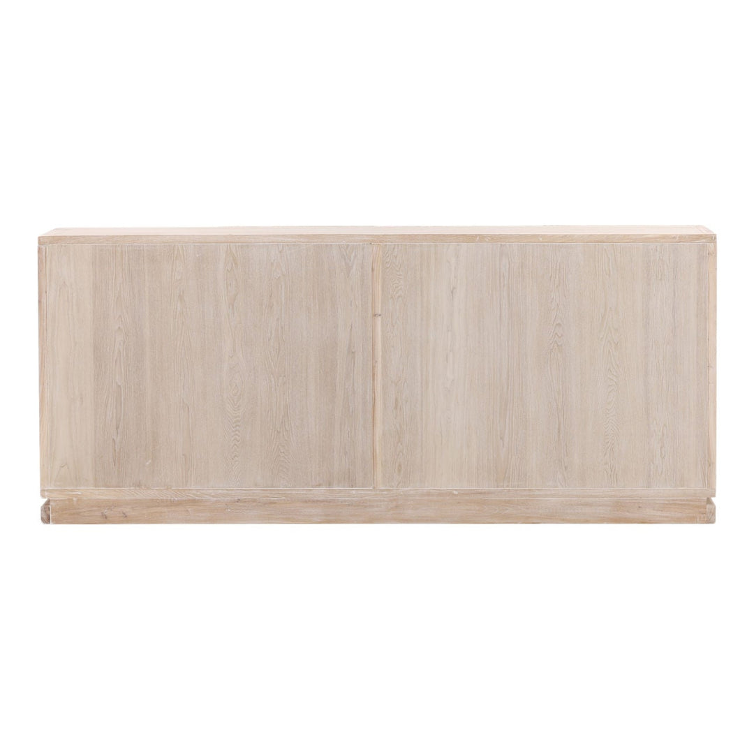 Harrington Whitewash Elm Sideboard, Four Door · 86.5 inches wide, back view