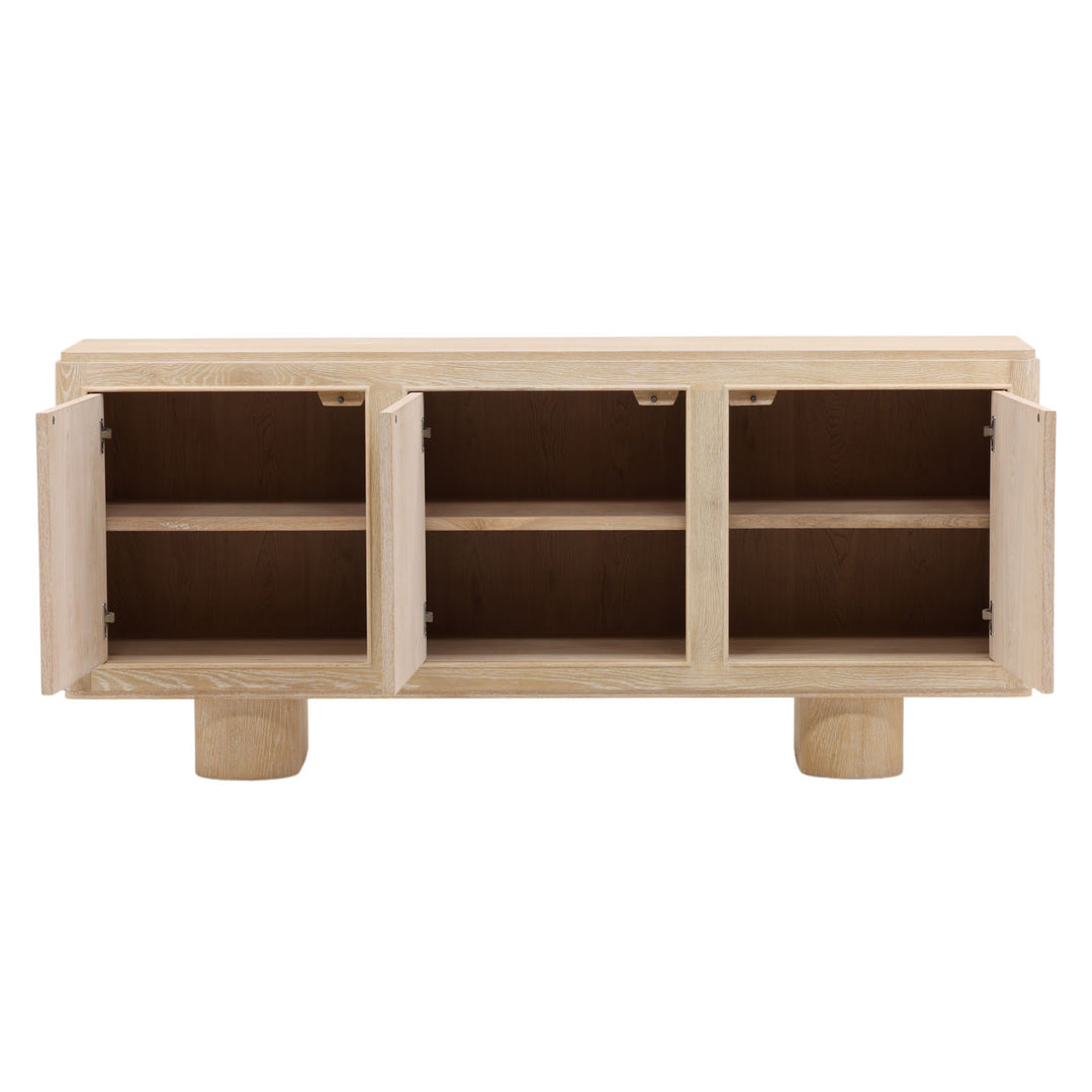 Willow Oak Wood Sideboard, open door view