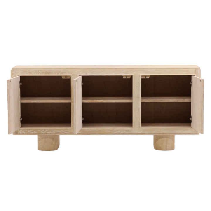 Willow Oak Wood Sideboard, open door view