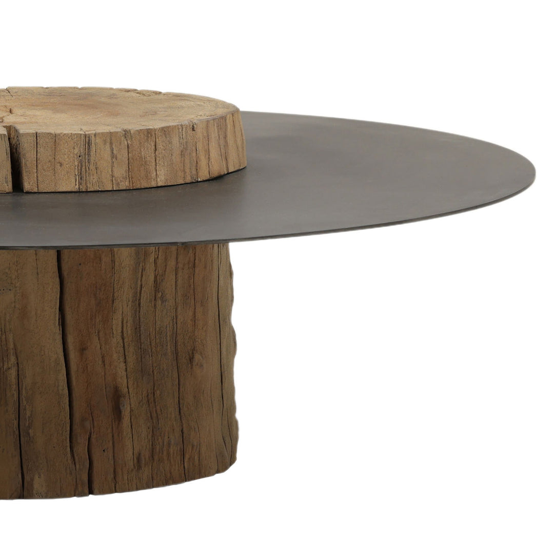 Octa Pine and Iron Coffee Table, detail 1 view