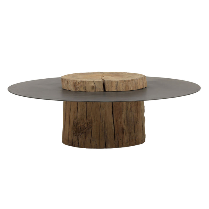 Octa Pine and Iron Coffee Table, three-quarter studio view