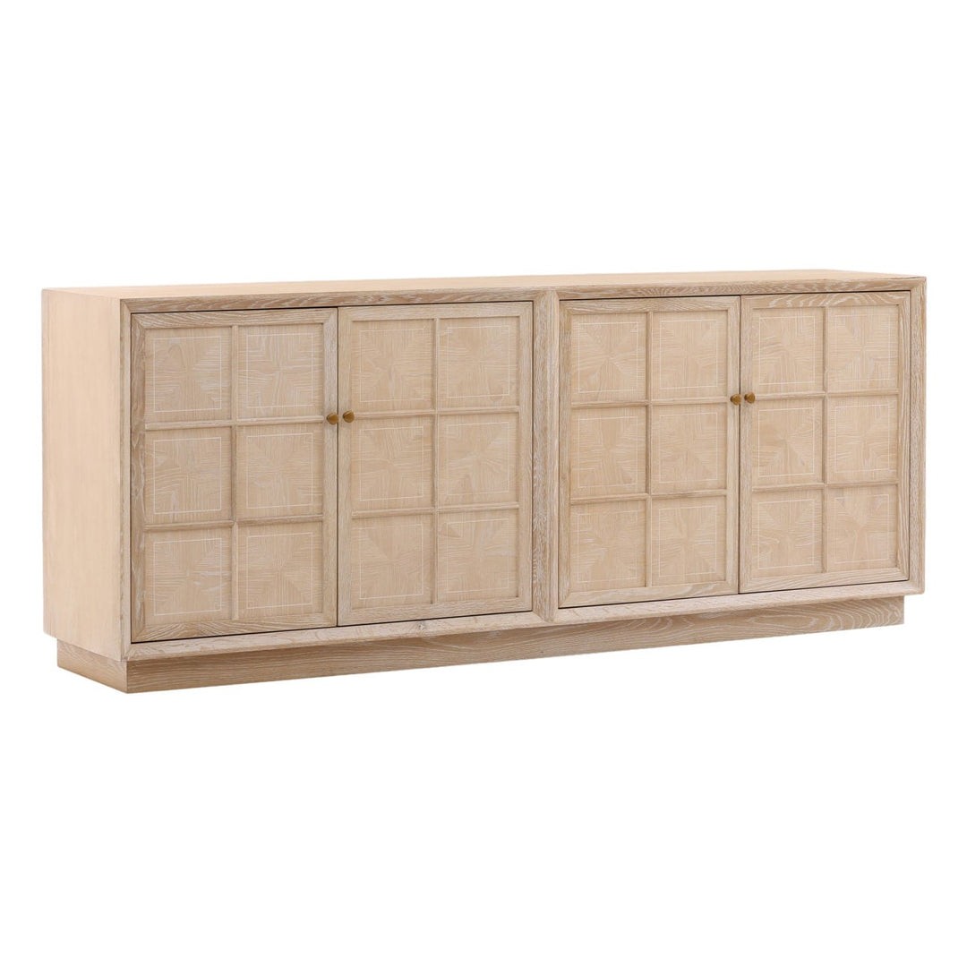 Duncan Oak Wood Sideboard, three-quarter studio view