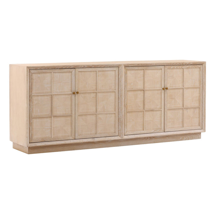 Duncan Oak Wood Sideboard, three-quarter studio view