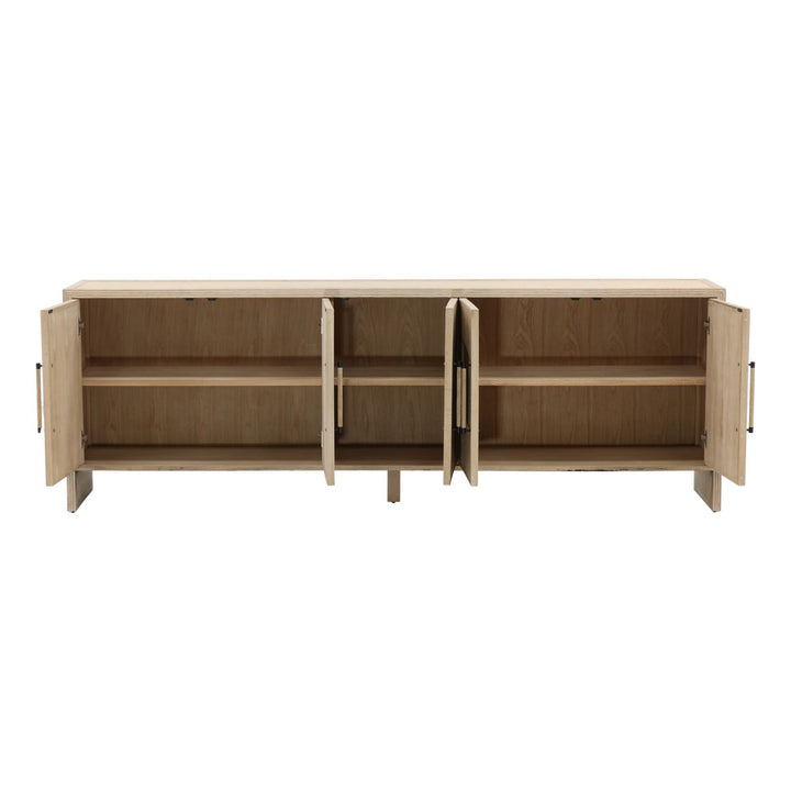 Isabel Oak Wood Sideboard, open door view