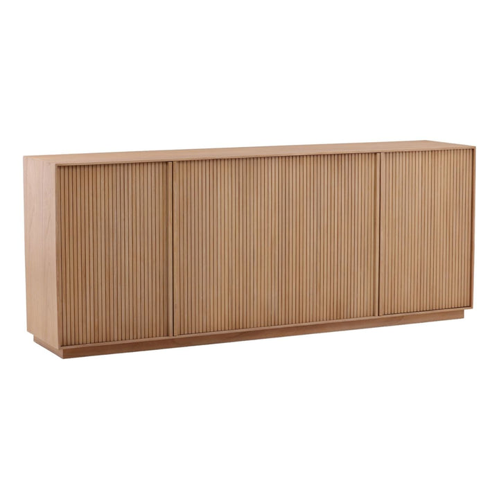 Melina Elm Wood Sideboard, three-quarter studio view