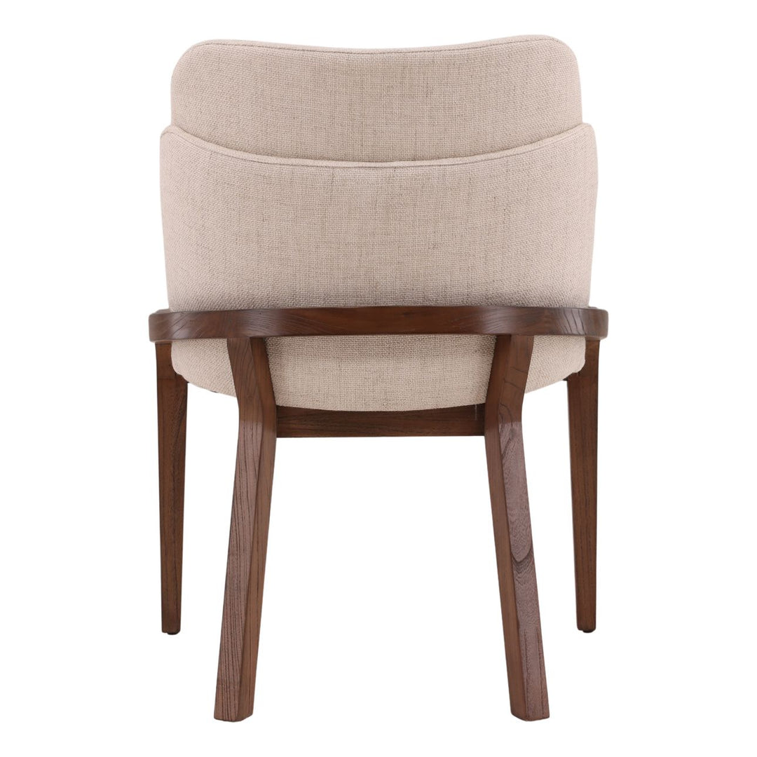 Jaclyn Upholstered Elm Dining Chair, Beige and Brown, back view