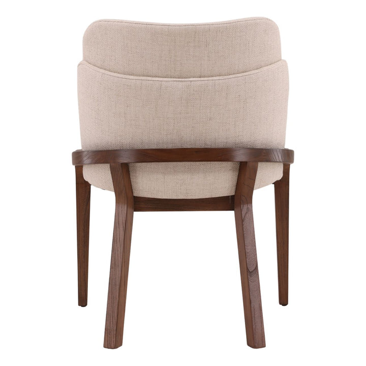 Jaclyn Upholstered Elm Dining Chair, Beige and Brown, back view