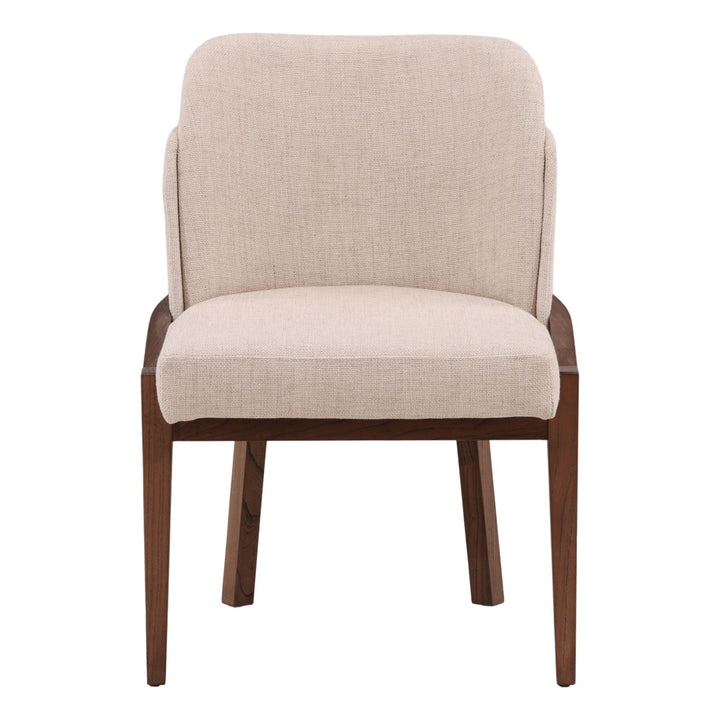 Jaclyn Upholstered Elm Dining Chair, Beige and Brown, front view
