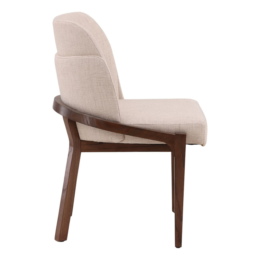 Jaclyn Upholstered Elm Dining Chair, Beige and Brown, profile view