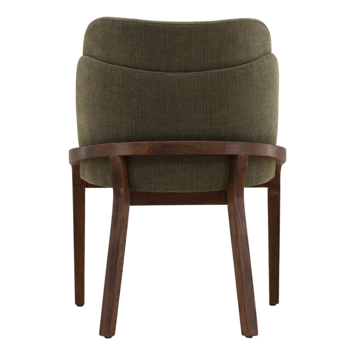 Jaclyn Upholstered Elm Dining Chair, Forest Basketweave and Brown, back view