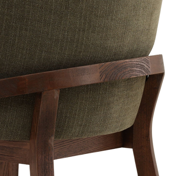 Jaclyn Upholstered Elm Dining Chair, Forest Basketweave and Brown, detail 3 view