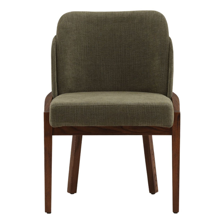 Jaclyn Upholstered Elm Dining Chair, Forest Basketweave and Brown, front view