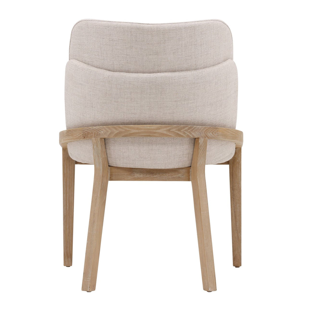 Jaclyn Upholstered Elm Dining Chair, Off White and Light Natural, back view