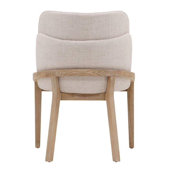 Jaclyn Upholstered Elm Dining Chair, Off White and Light Natural, back view