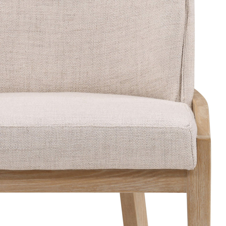 Jaclyn Upholstered Elm Dining Chair, Off White and Light Natural, detail 2 view