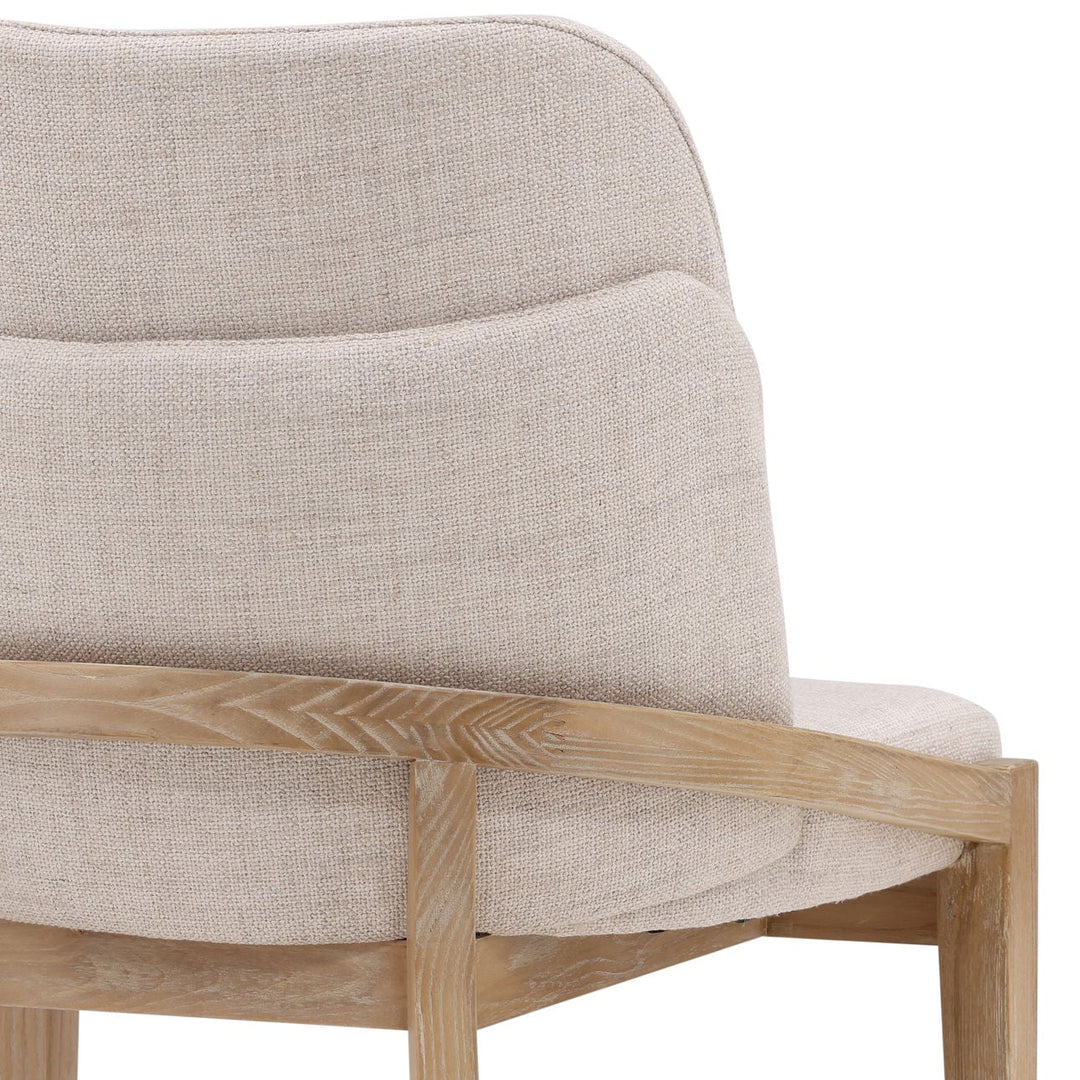 Jaclyn Upholstered Elm Dining Chair, Off White and Light Natural, detail 4 view