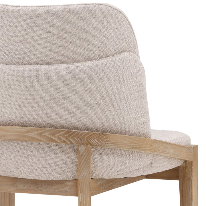 Jaclyn Upholstered Elm Dining Chair, Off White and Light Natural, detail 4 view