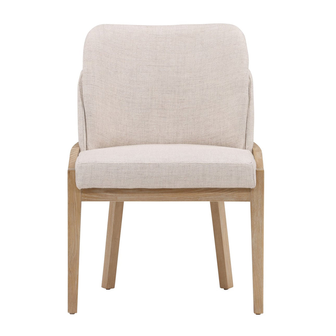 Jaclyn Upholstered Elm Dining Chair, Off White and Light Natural, front view