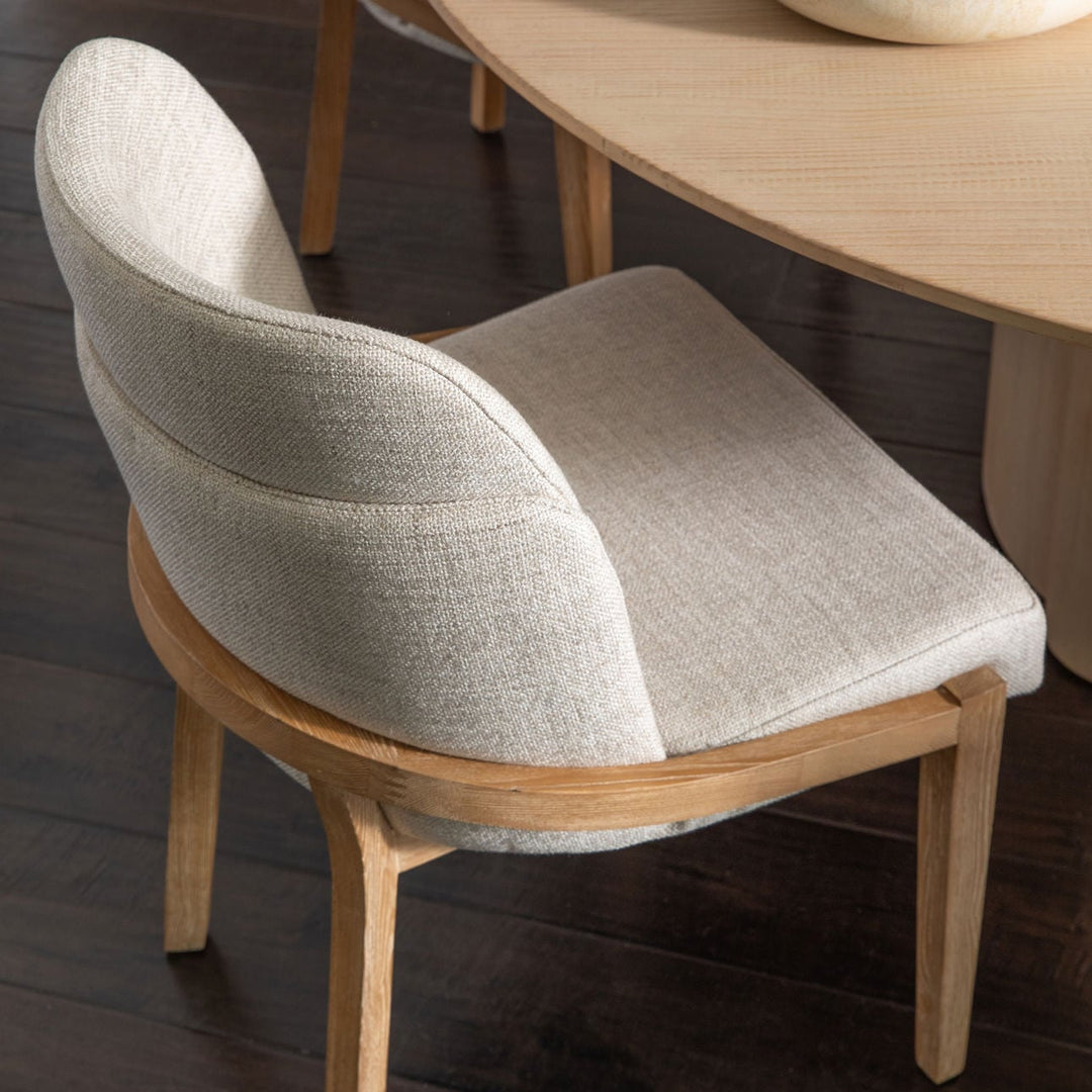 Jaclyn Upholstered Elm Dining Chair, Off White and Light Natural, alternate lifestyle view 1
