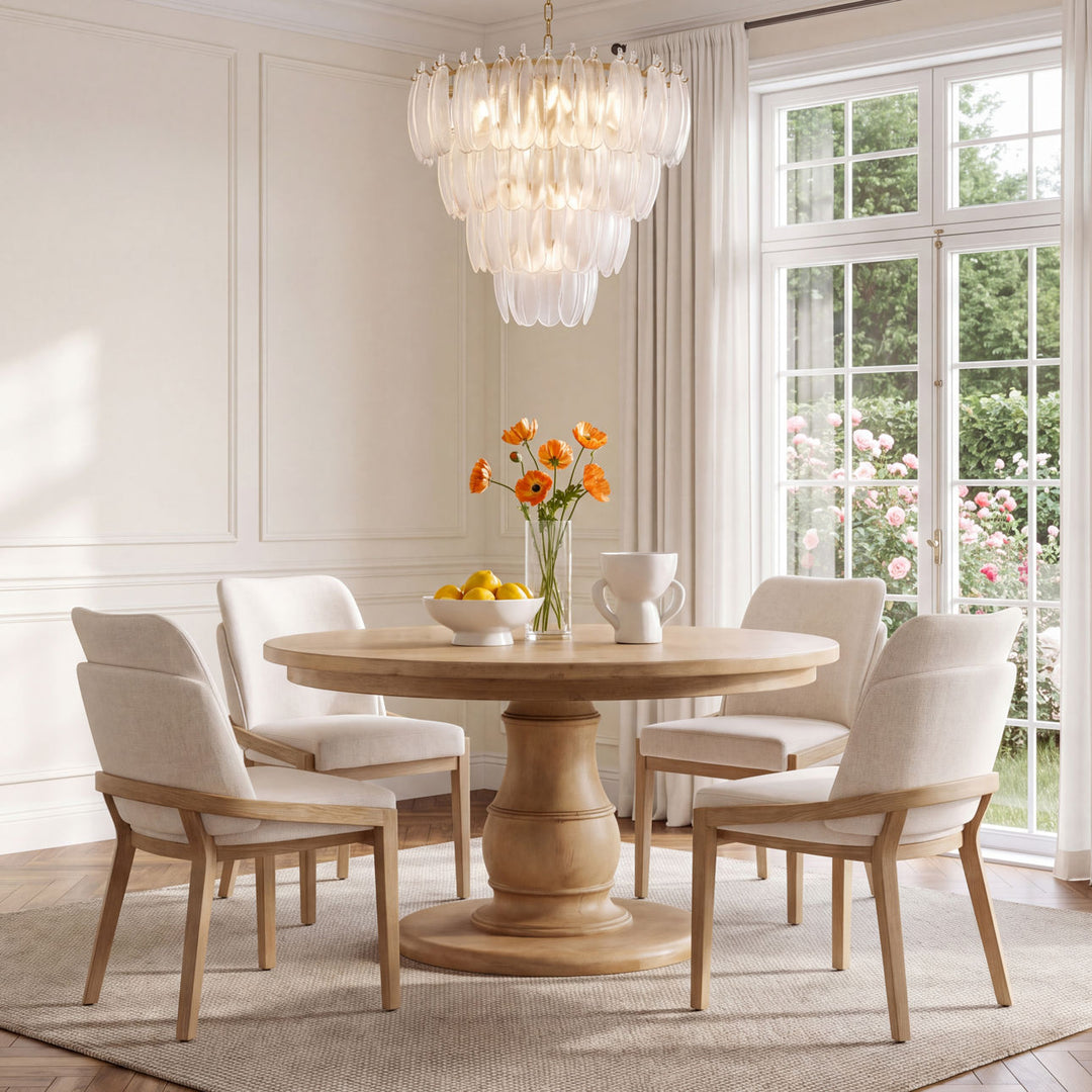Jaclyn Upholstered Elm Dining Chair, Off White and Light Natural, alternate lifestyle view 3