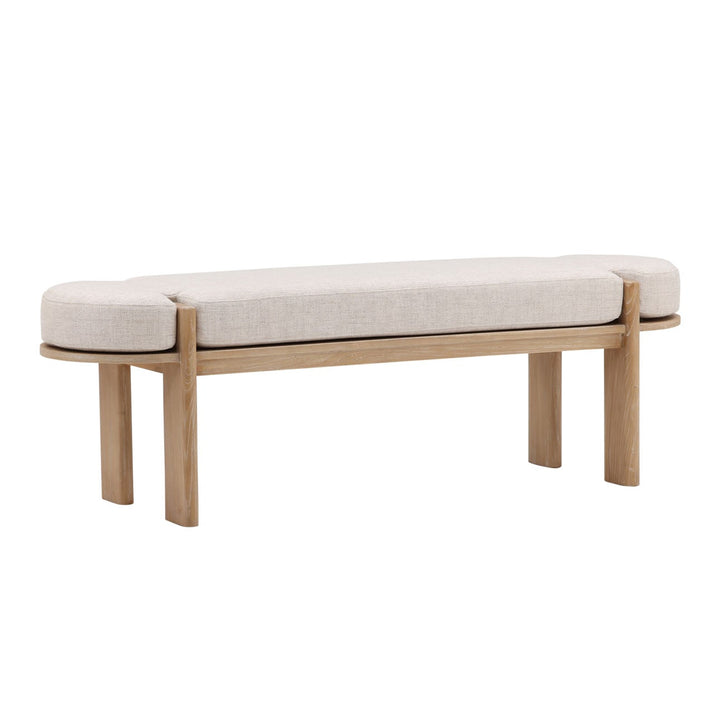 Elena Linen Bench, three-quarter studio view
