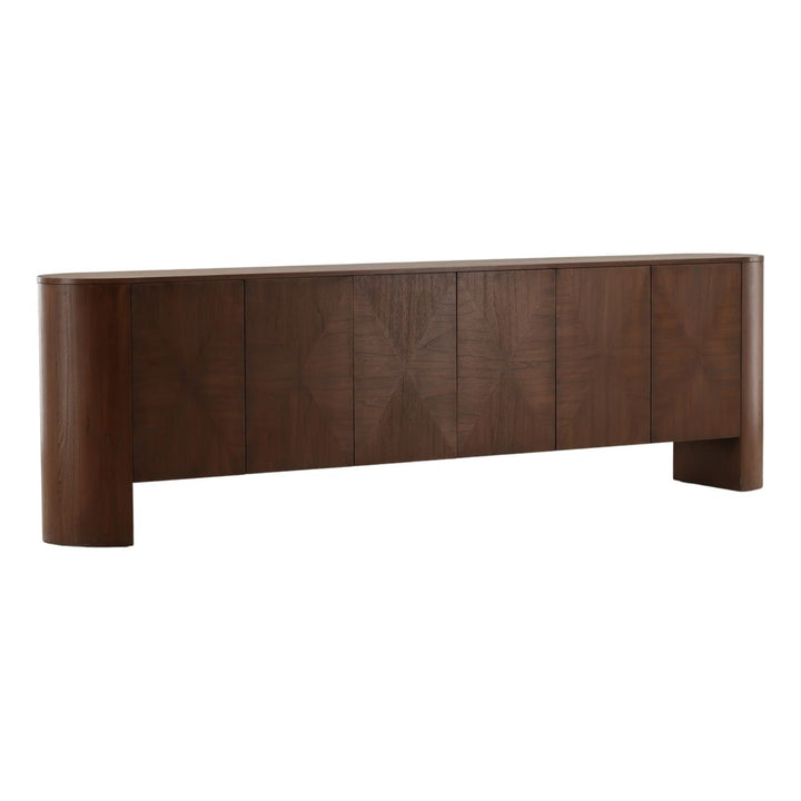 Merritt Elm Wood Sideboard, Brown, three-quarter studio view