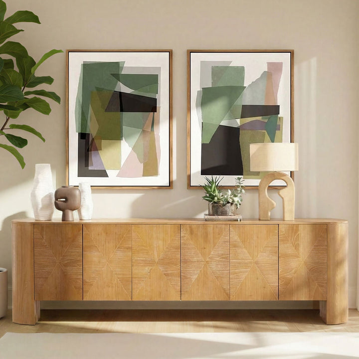 Merritt Elm Wood Sideboard, Light Natural, lifestyle view