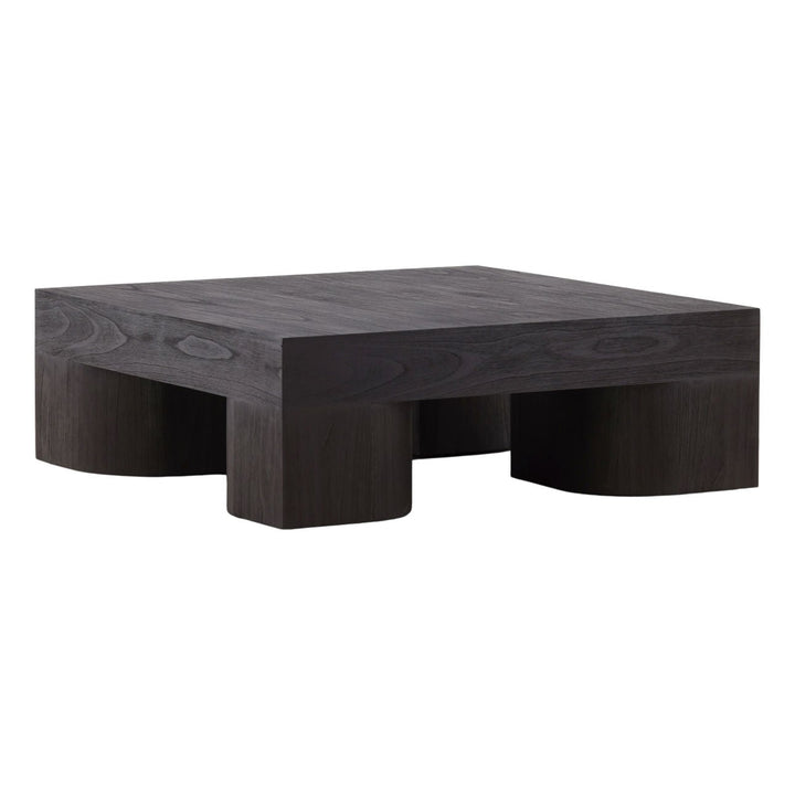 Jules Mindi Veneer Coffee Table, Dark Brown, three-quarter studio view