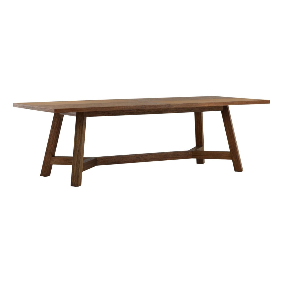 Wren Mindi Wood Dining Table, three-quarter studio view