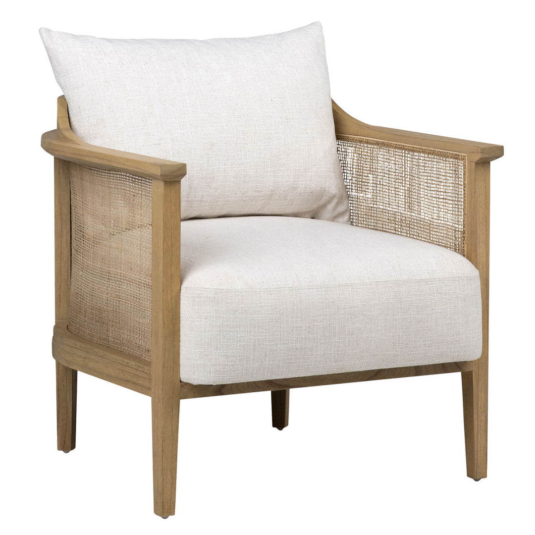 Mirena Off White Mindi Rattan Lounge Chair, three-quarter studio view
