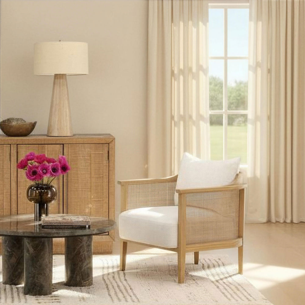 Mirena Off White Mindi Rattan Lounge Chair, lifestyle view