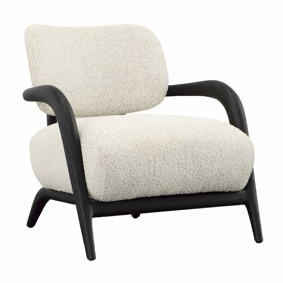 Ardena Upholstered Mindi Lounge Chair, Ivory, three-quarter studio view