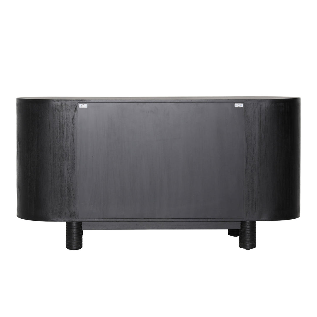 Stellan Mindi Wood Veneer Sideboard, Black, back view