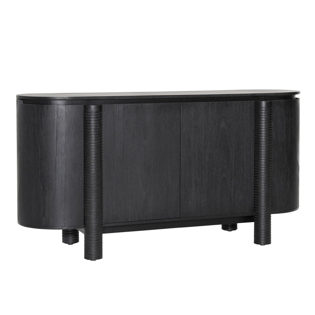 Stellan Mindi Wood Veneer Sideboard, Black, three-quarter studio view