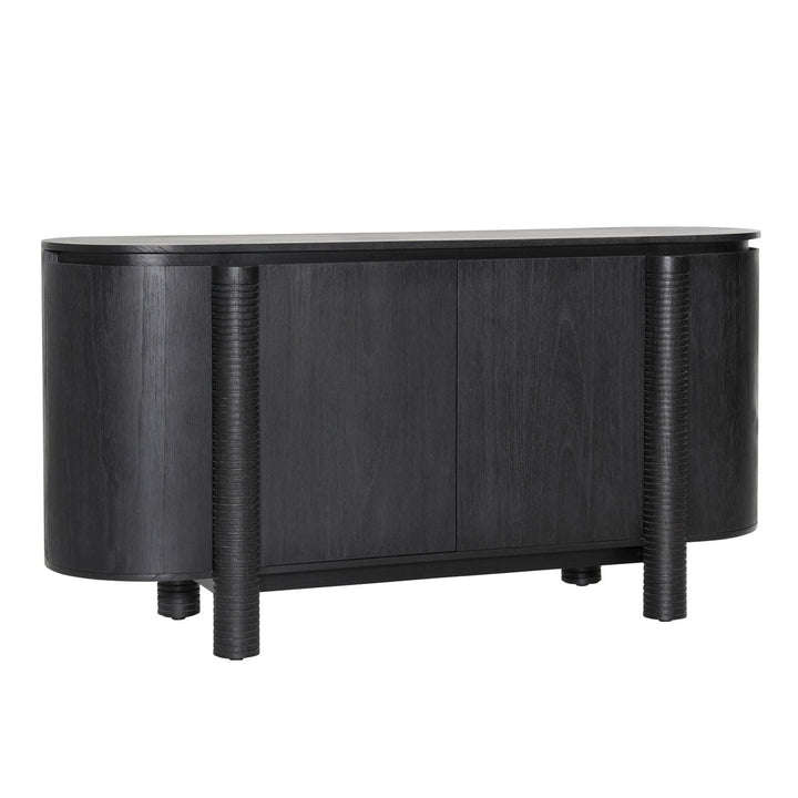 Stellan Mindi Wood Veneer Sideboard, Black, three-quarter studio view
