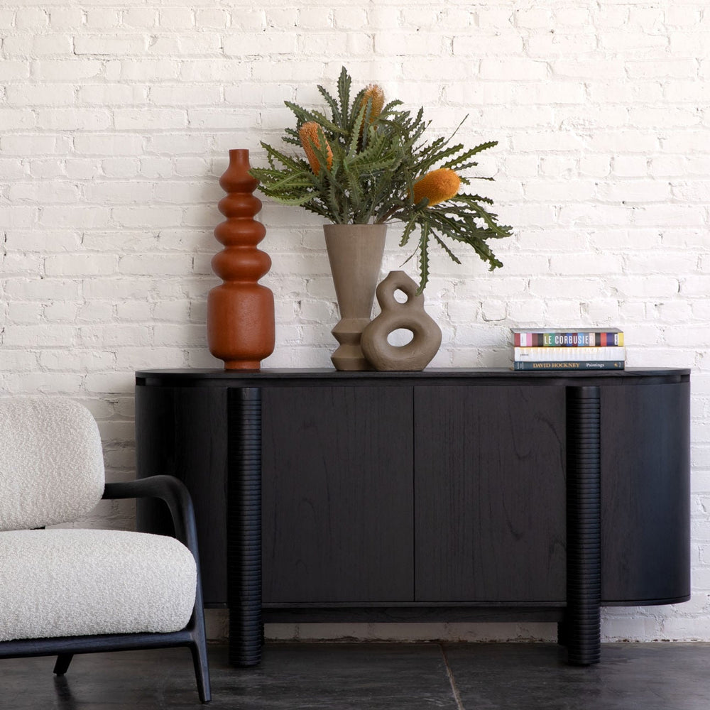 Stellan Mindi Wood Veneer Sideboard, Black, lifestyle view