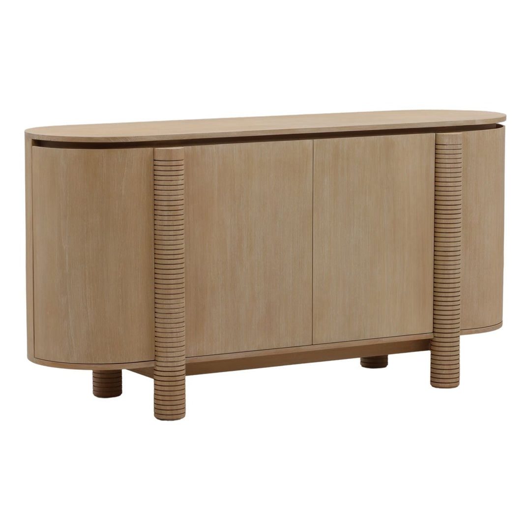 Stellan Mindi Wood Veneer Sideboard, Light Natural, three-quarter studio view