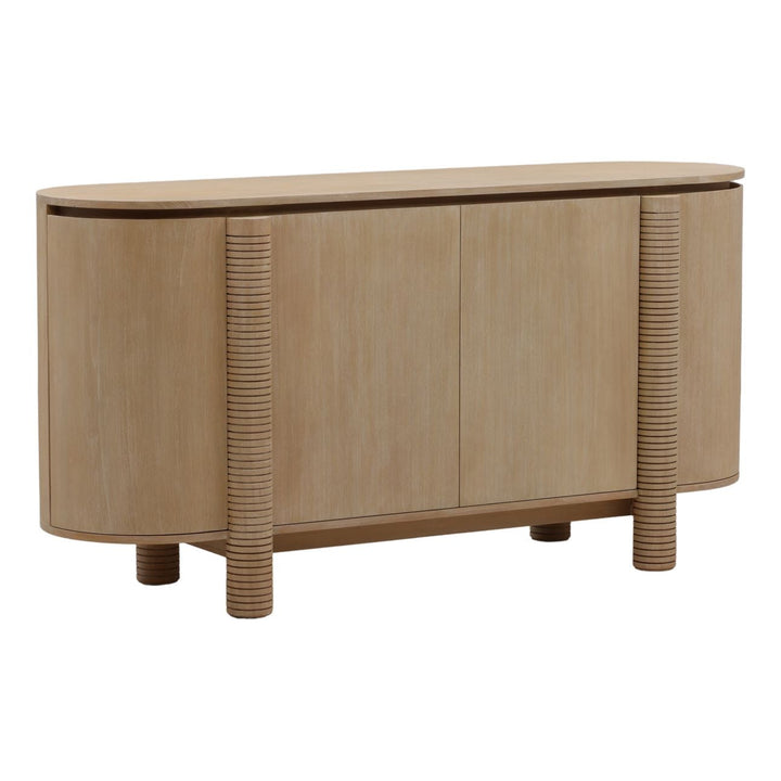 Stellan Mindi Wood Veneer Sideboard, Light Natural, three-quarter studio view