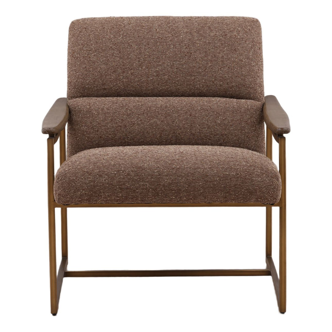 Ruelle Boucle and Chenille Lounge Chair, Brown, front view