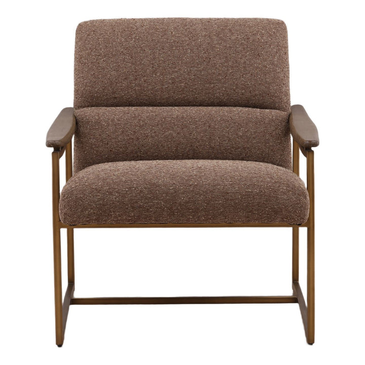 Ruelle Boucle and Chenille Lounge Chair, Brown, front view