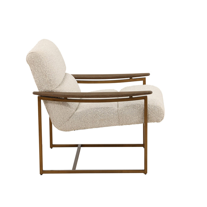 Ruelle Boucle and Chenille Lounge Chair, Cream, profile view