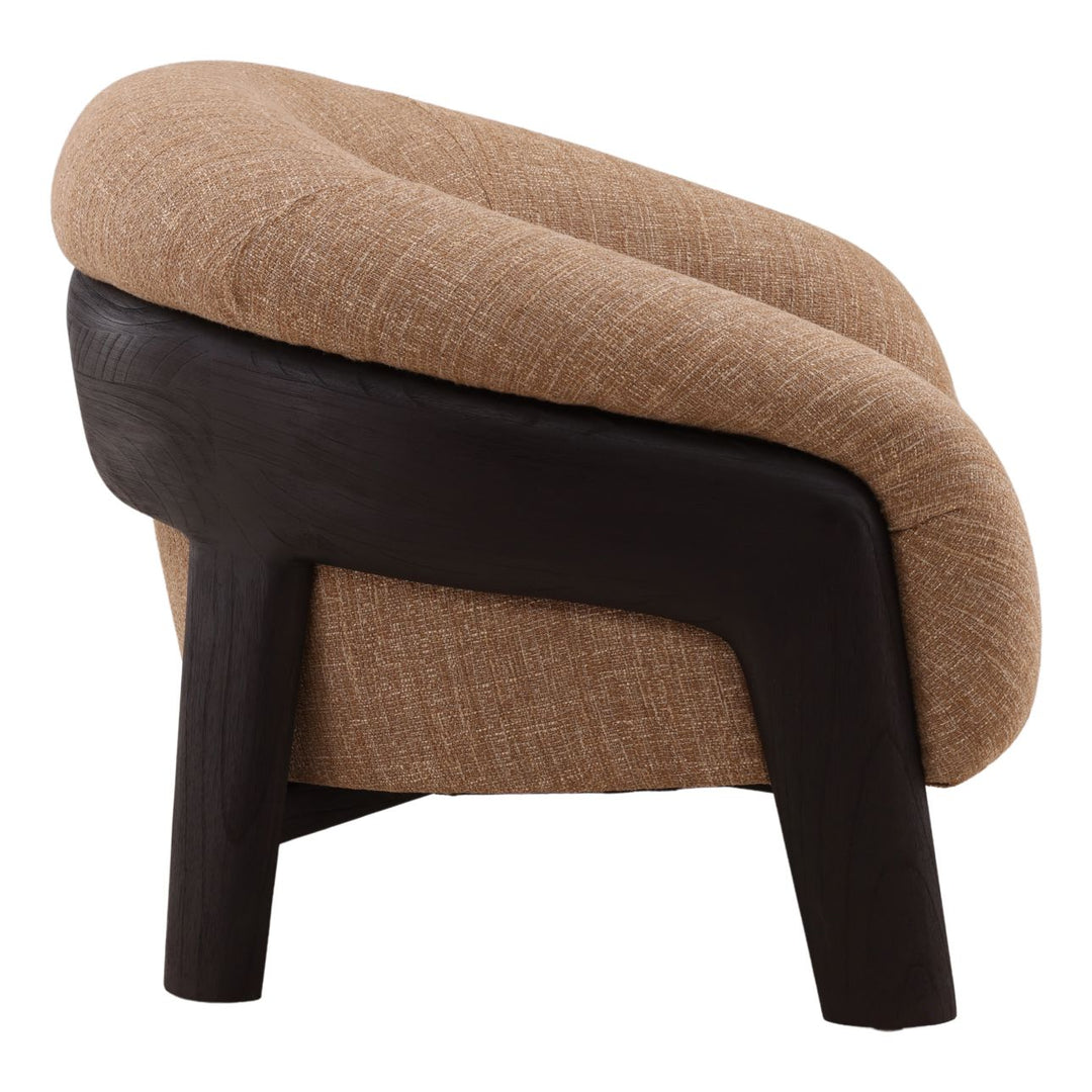 Erina Upholstered Mindi Lounge Chair, Brown, profile view