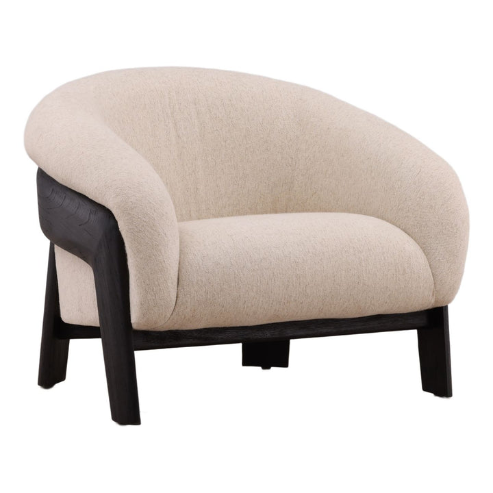 Erina Upholstered Mindi Lounge Chair, Oatmeal, three-quarter studio view